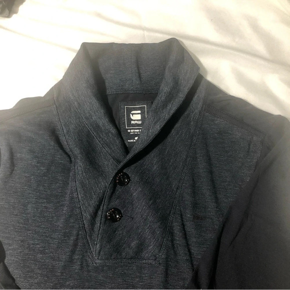 G-Star Raw Shawl Collar Pullover Sweater in Dark Grey and  Black - Picture 10 of 15